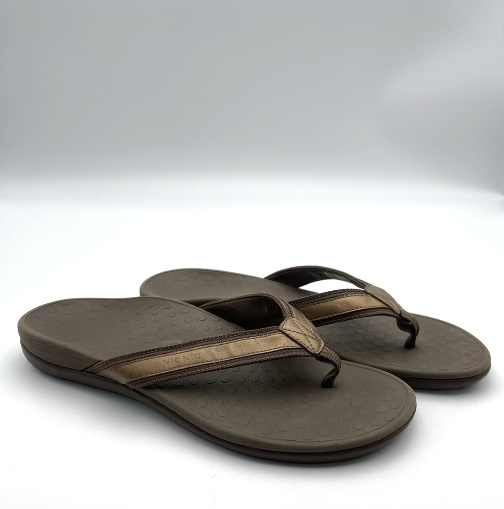 Vionic Tide II Toe Post Womens Thong Sandals Flip Flops Brown Size 10 Orthodic